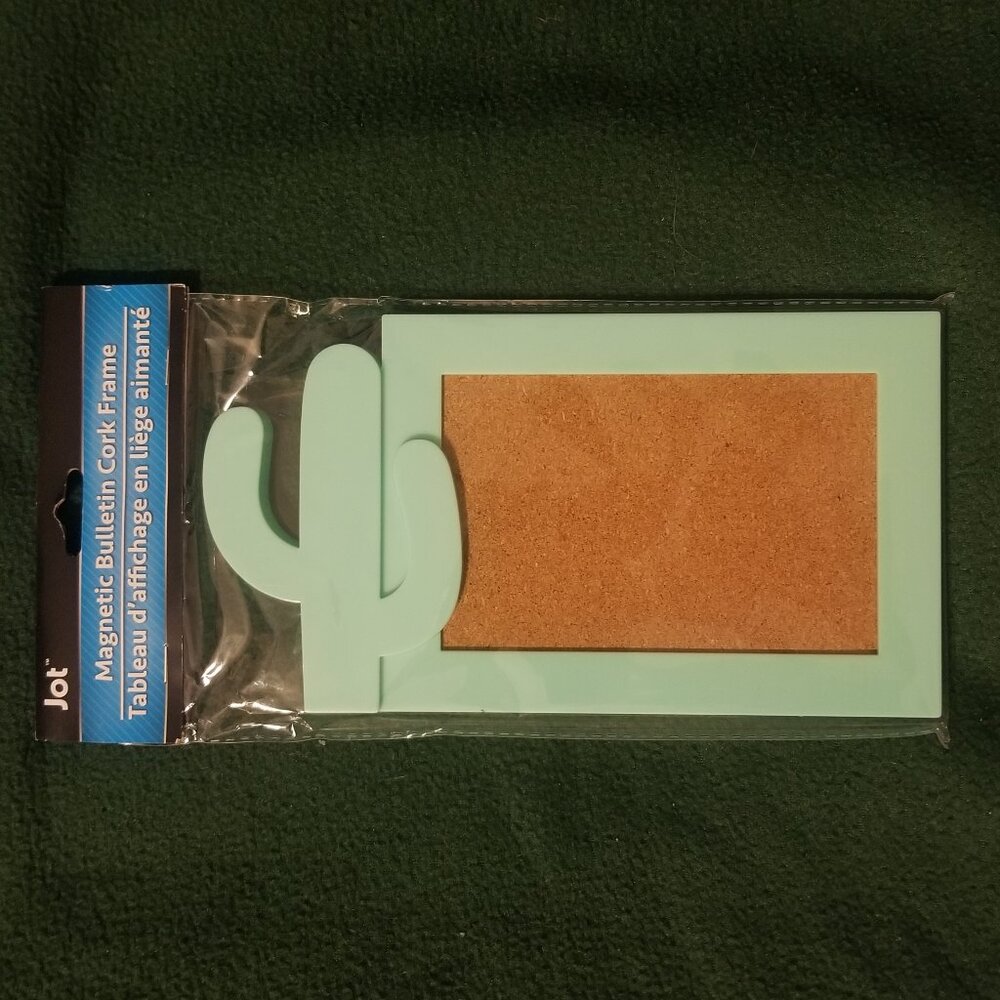 NWT magnetic cork board with cactus frame
